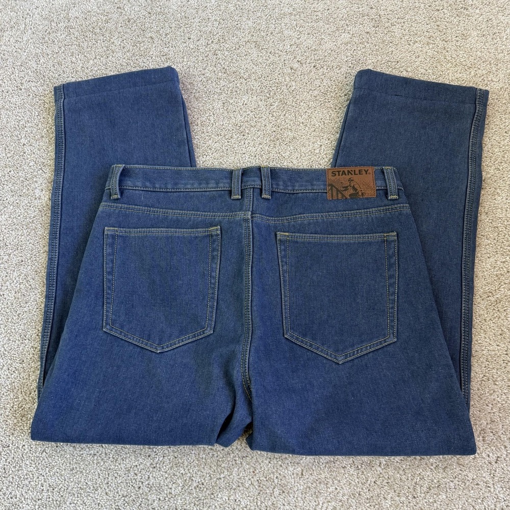 Stanley Lined Jeans Mens 36x32 Medium Wash Blue Denim Regular Straight Fleece